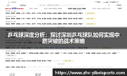 乒乓球深度分析：探讨深圳乒乓球队如何实现中路突破的战术策略